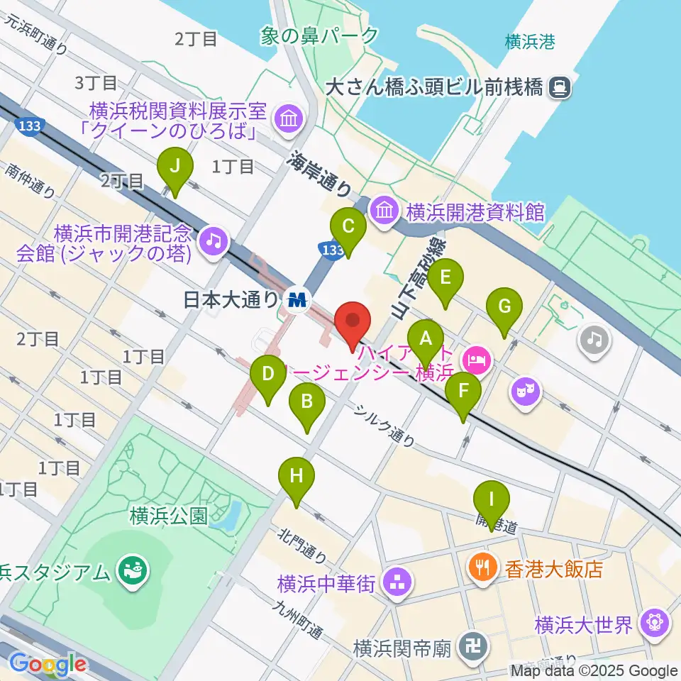 横浜都市発展記念館周辺のコンビニエンスストア一覧地図