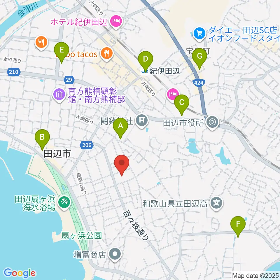 田辺市立歴史民俗資料館周辺のコンビニエンスストア一覧地図