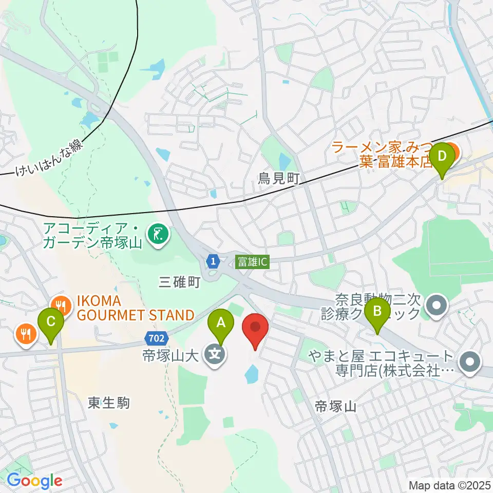 帝塚山大学附属博物館周辺のコンビニエンスストア一覧地図