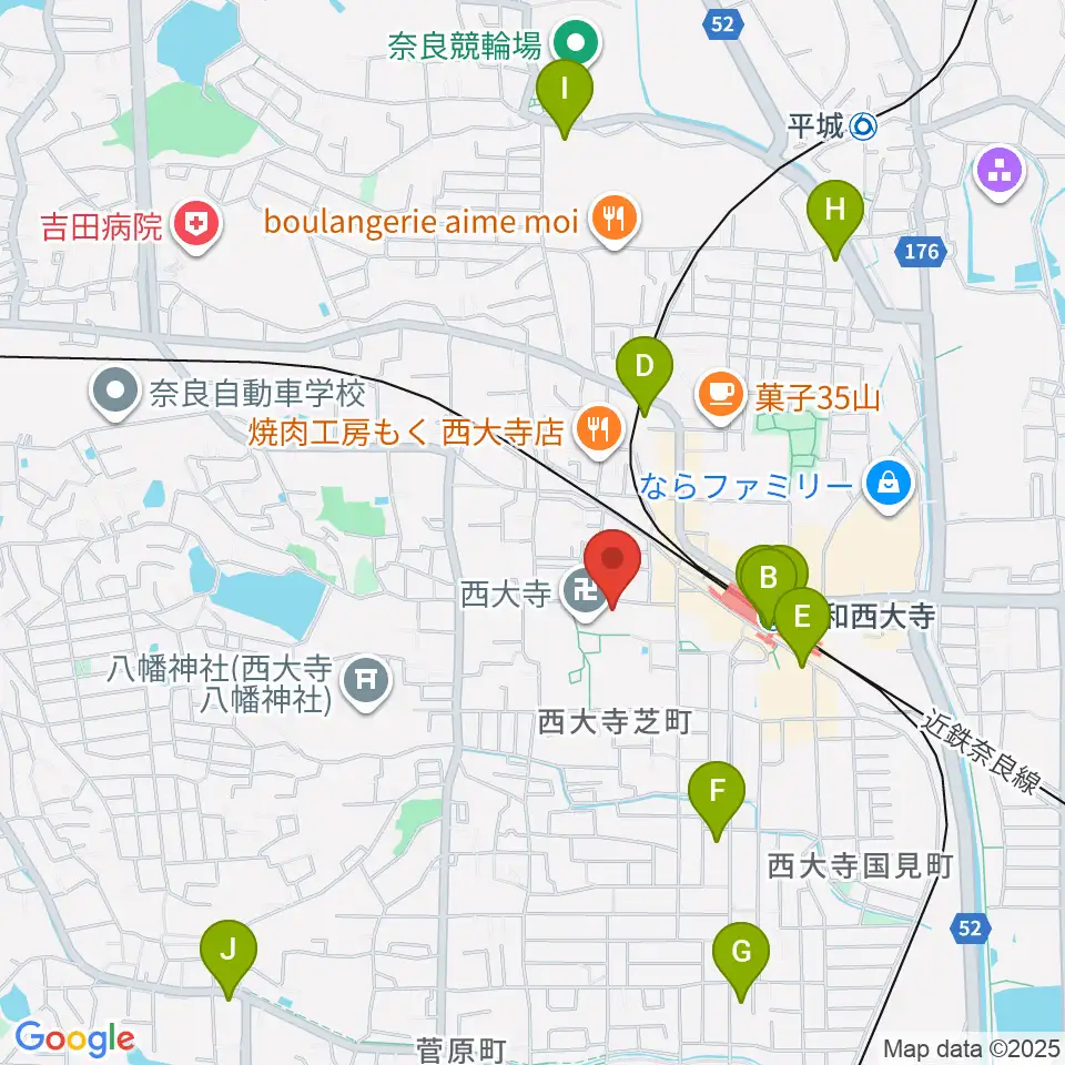 西大寺聚宝館周辺のコンビニエンスストア一覧地図
