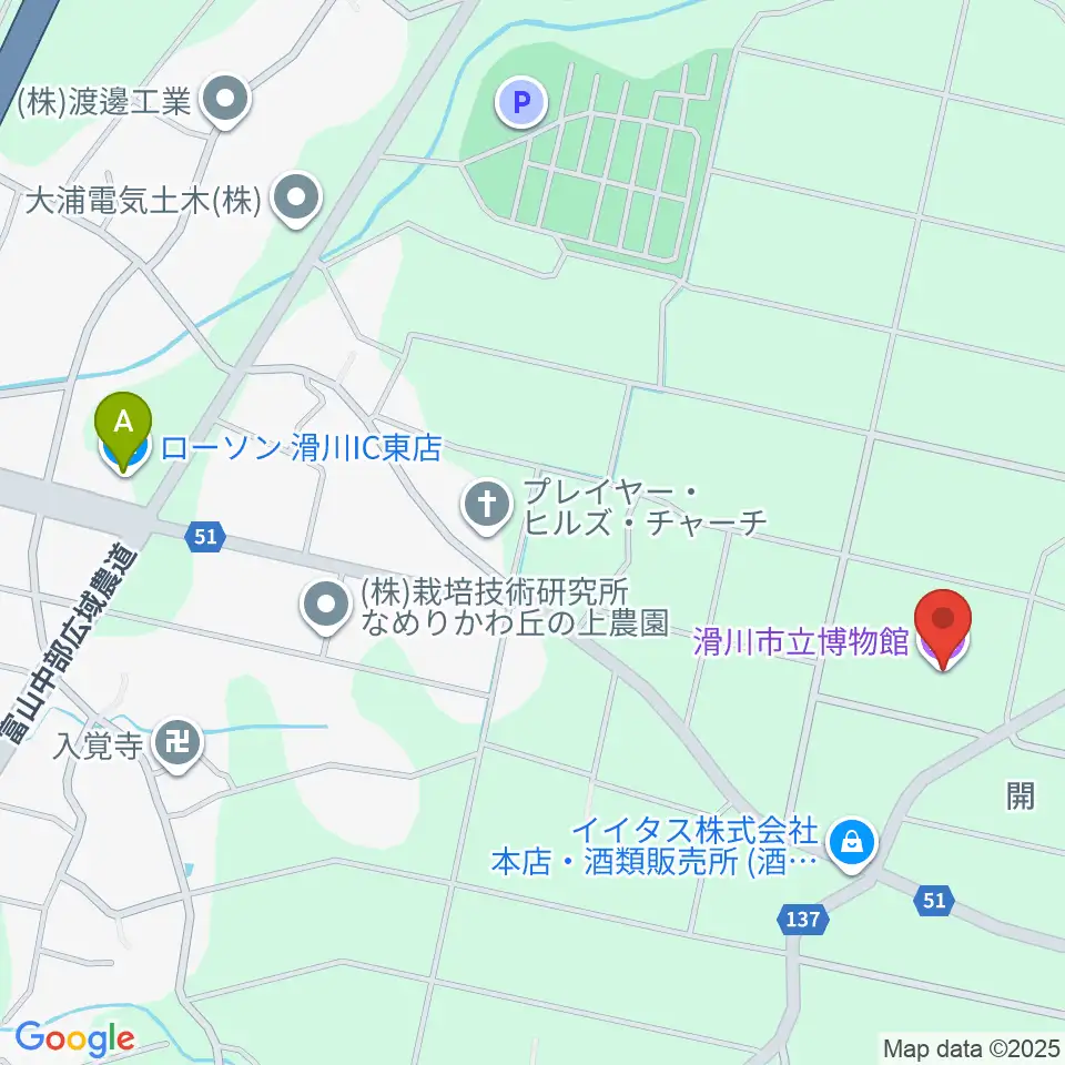 滑川市立博物館周辺のコンビニエンスストア一覧地図