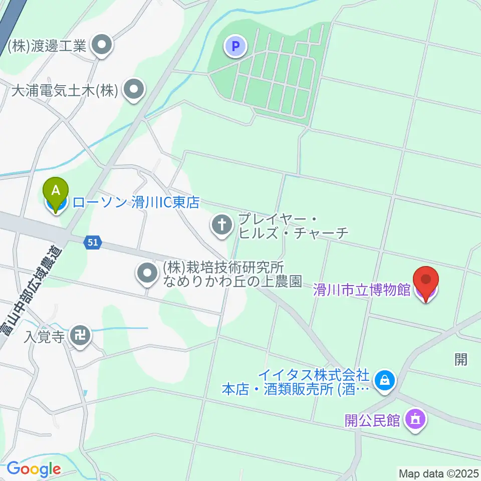 滑川市立博物館周辺のコンビニエンスストア一覧地図
