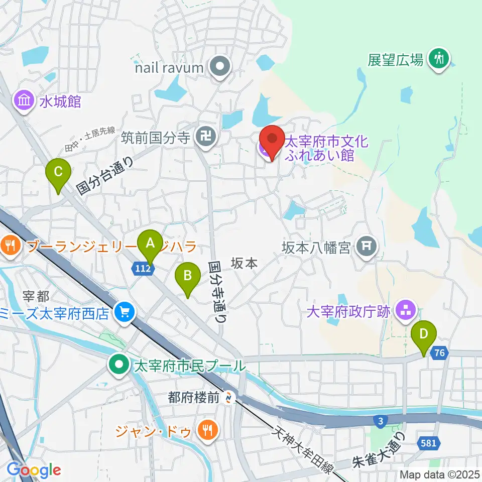 太宰府市文化ふれあい館周辺のコンビニエンスストア一覧地図