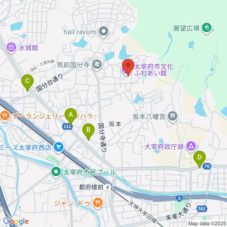 太宰府市文化ふれあい館周辺のコンビニエンスストア一覧地図