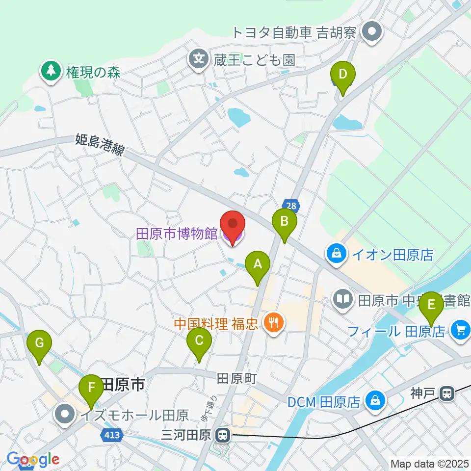 田原市博物館周辺のコンビニエンスストア一覧地図