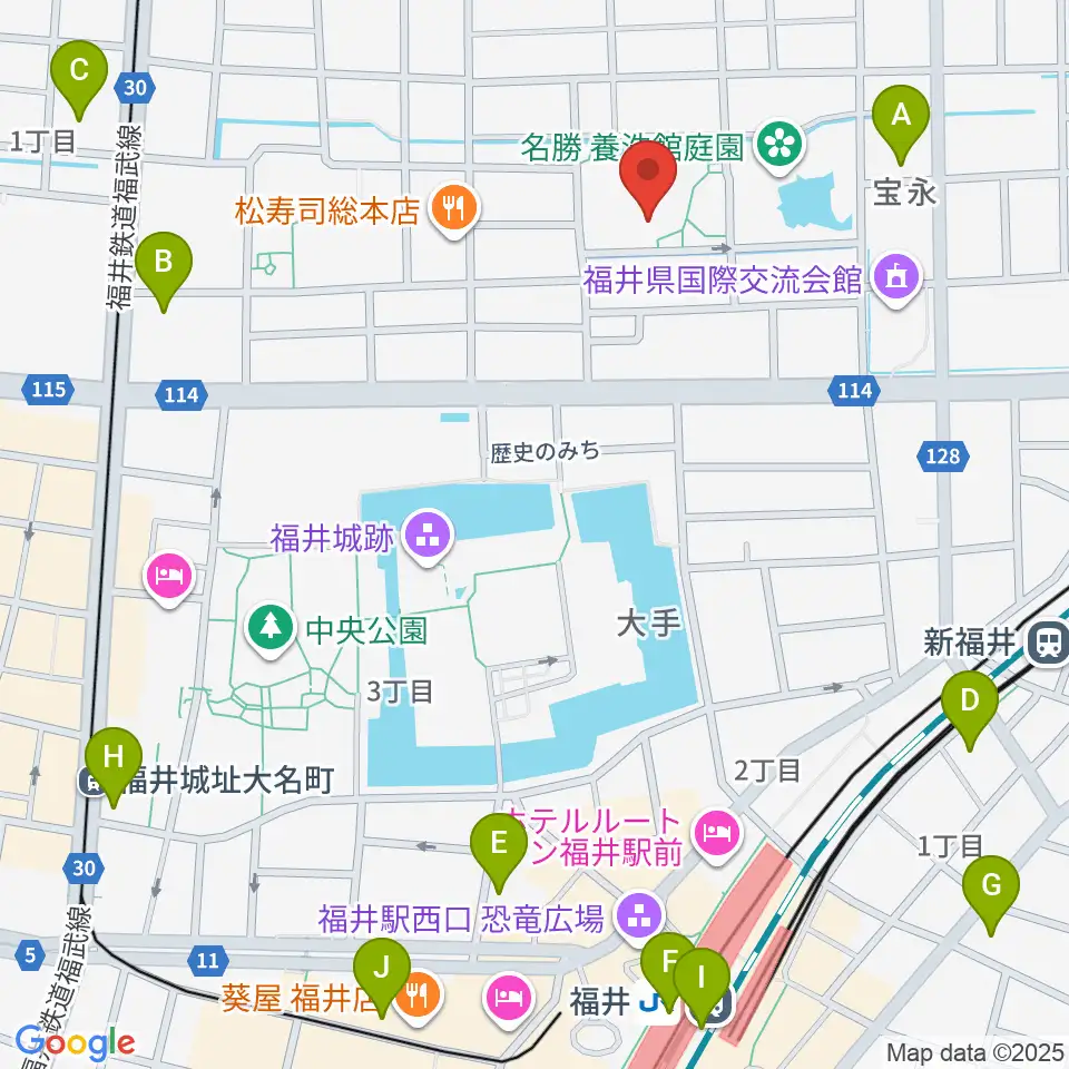 福井市立郷土歴史博物館周辺のコンビニエンスストア一覧地図