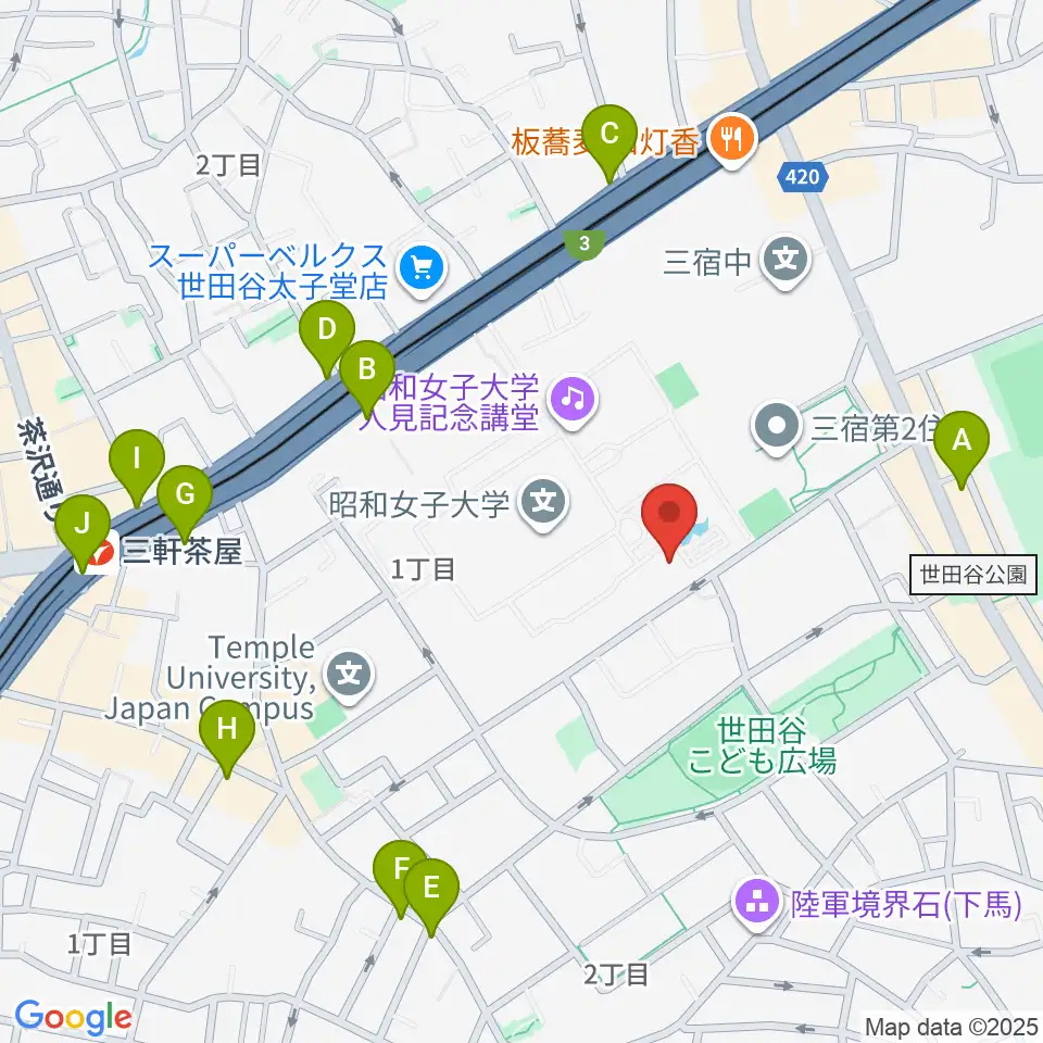 昭和女子大学光葉博物館周辺のコンビニエンスストア一覧地図