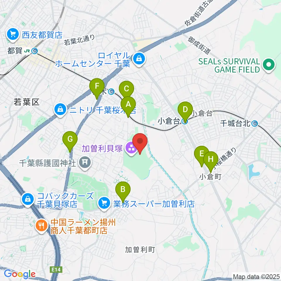 千葉市立加曽利貝塚博物館周辺のコンビニエンスストア一覧地図