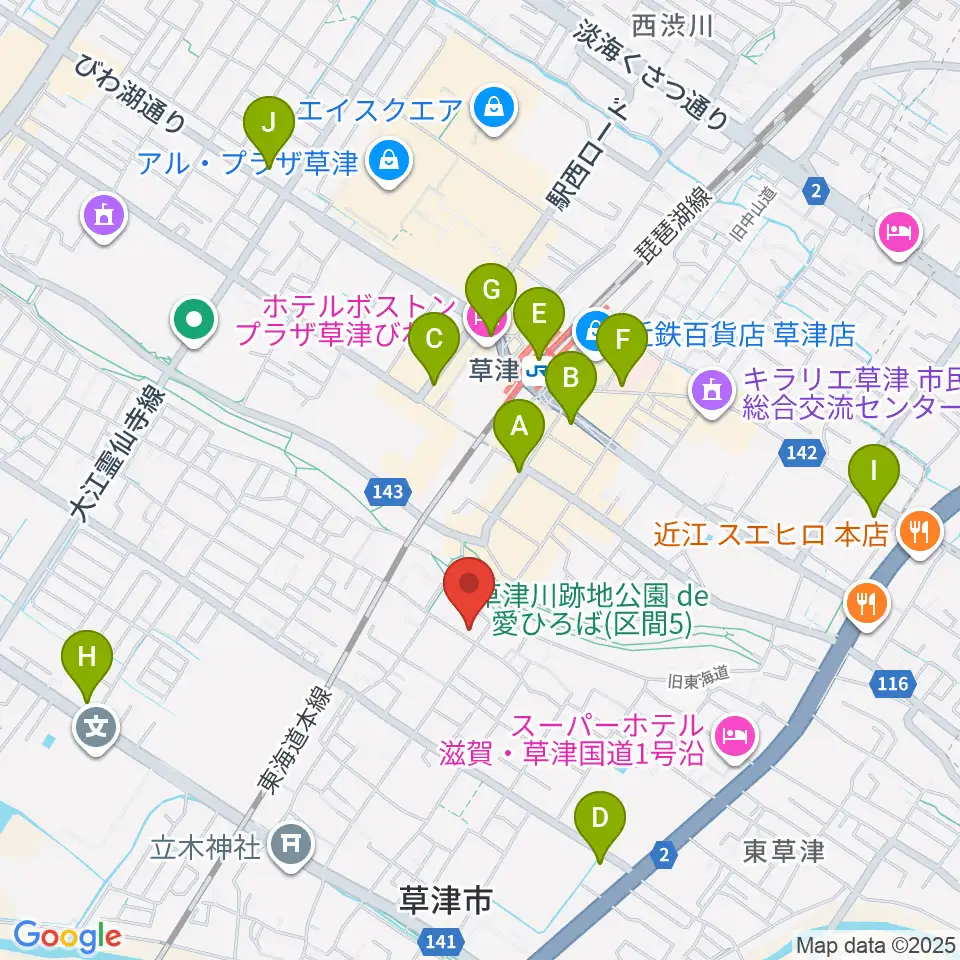 史跡草津宿本陣周辺のコンビニエンスストア一覧地図