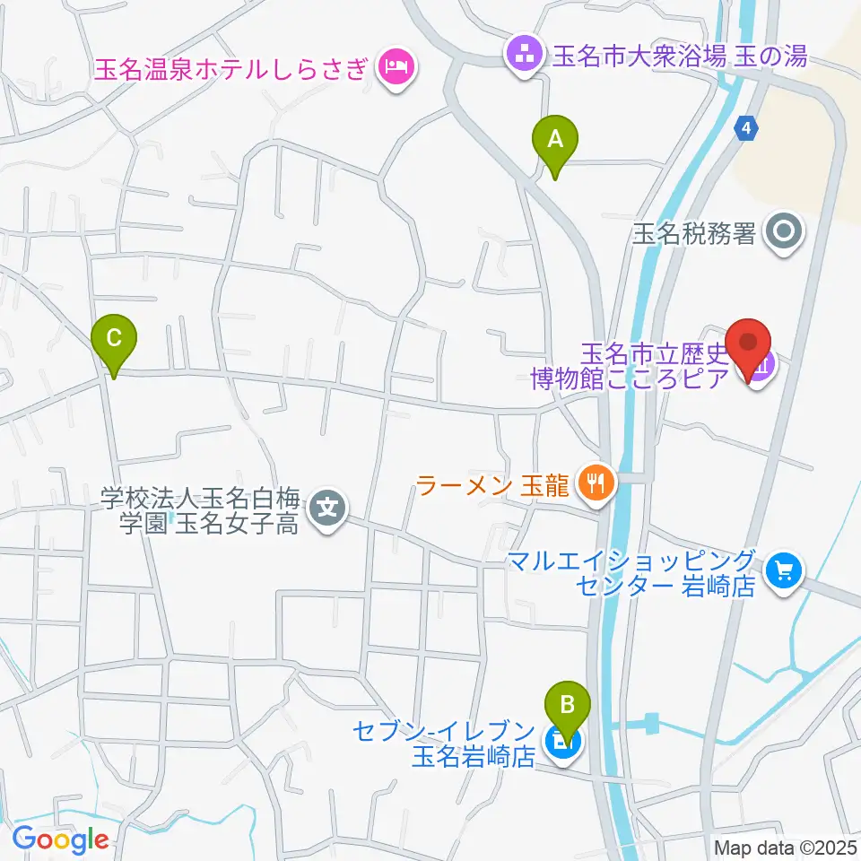 玉名市立歴史博物館こころピア周辺のコンビニエンスストア一覧地図