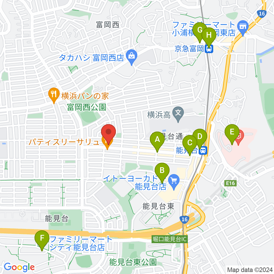 スタジオジャスト能見台本店周辺のコンビニエンスストア一覧地図