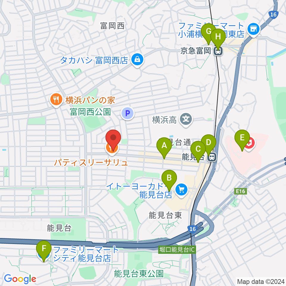 スタジオジャスト能見台本店周辺のコンビニエンスストア一覧地図