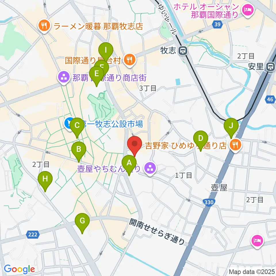 那覇市立壺屋焼物博物館周辺のコンビニエンスストア一覧地図