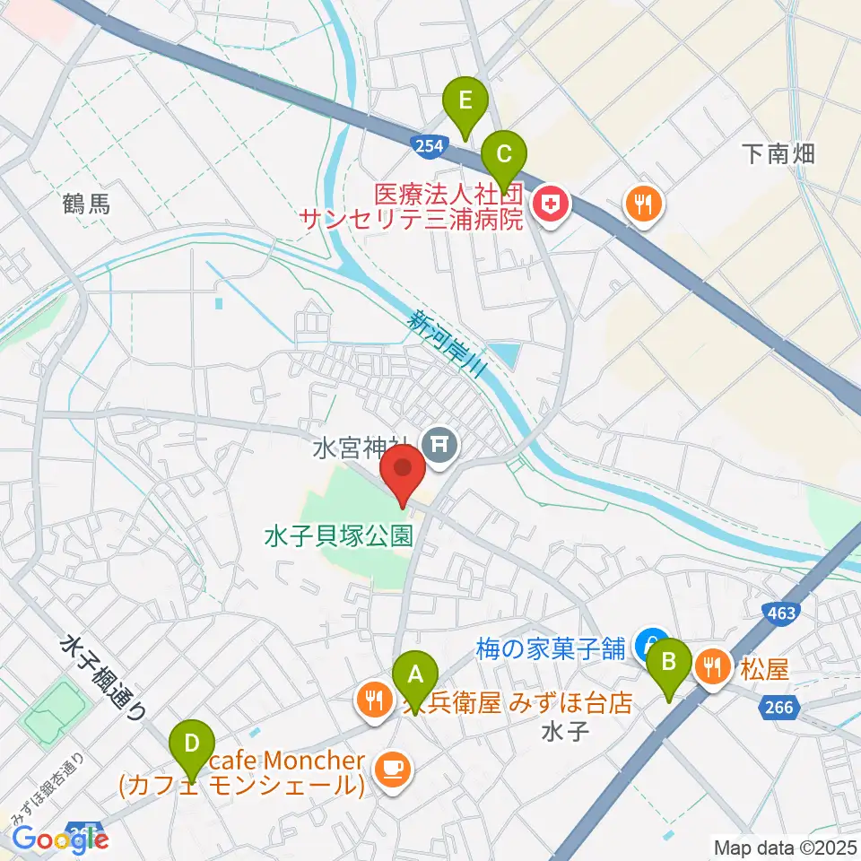 水子貝塚資料館周辺のコンビニエンスストア一覧地図