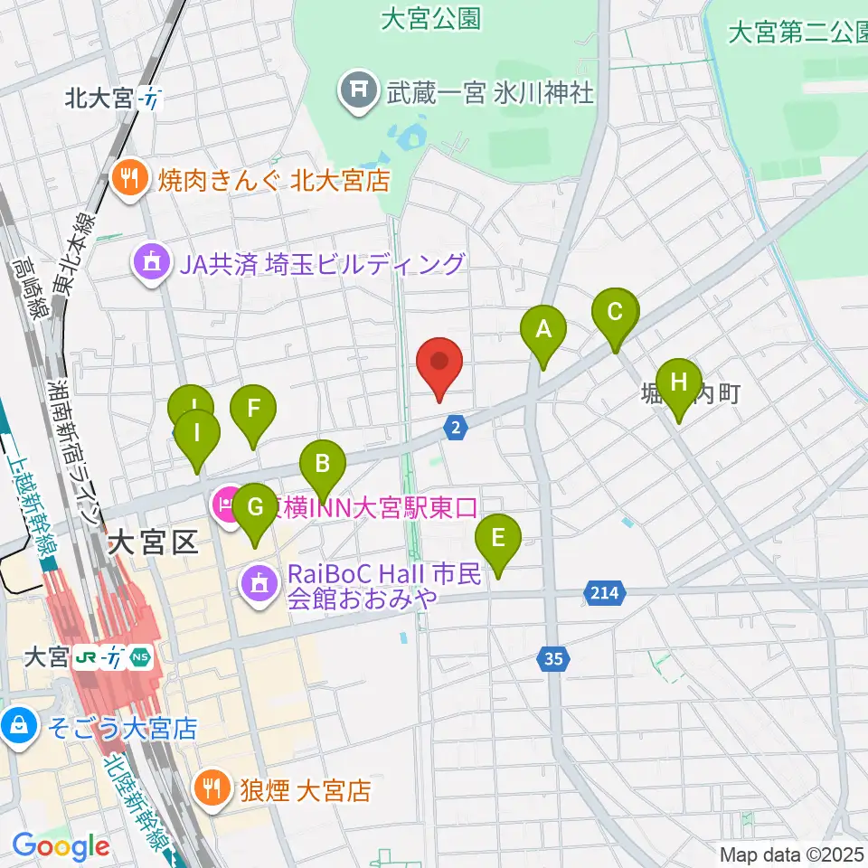 さいたま市立博物館周辺のコンビニエンスストア一覧地図