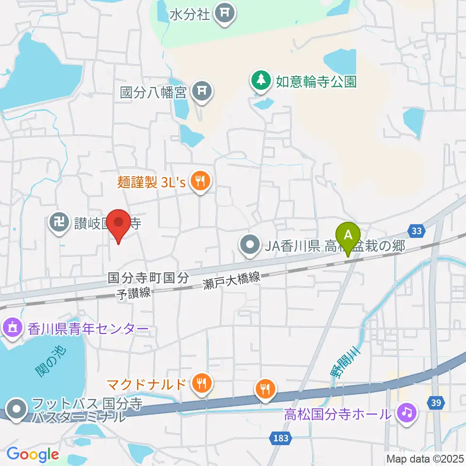 高松市讃岐国分寺跡資料館周辺のコンビニエンスストア一覧地図