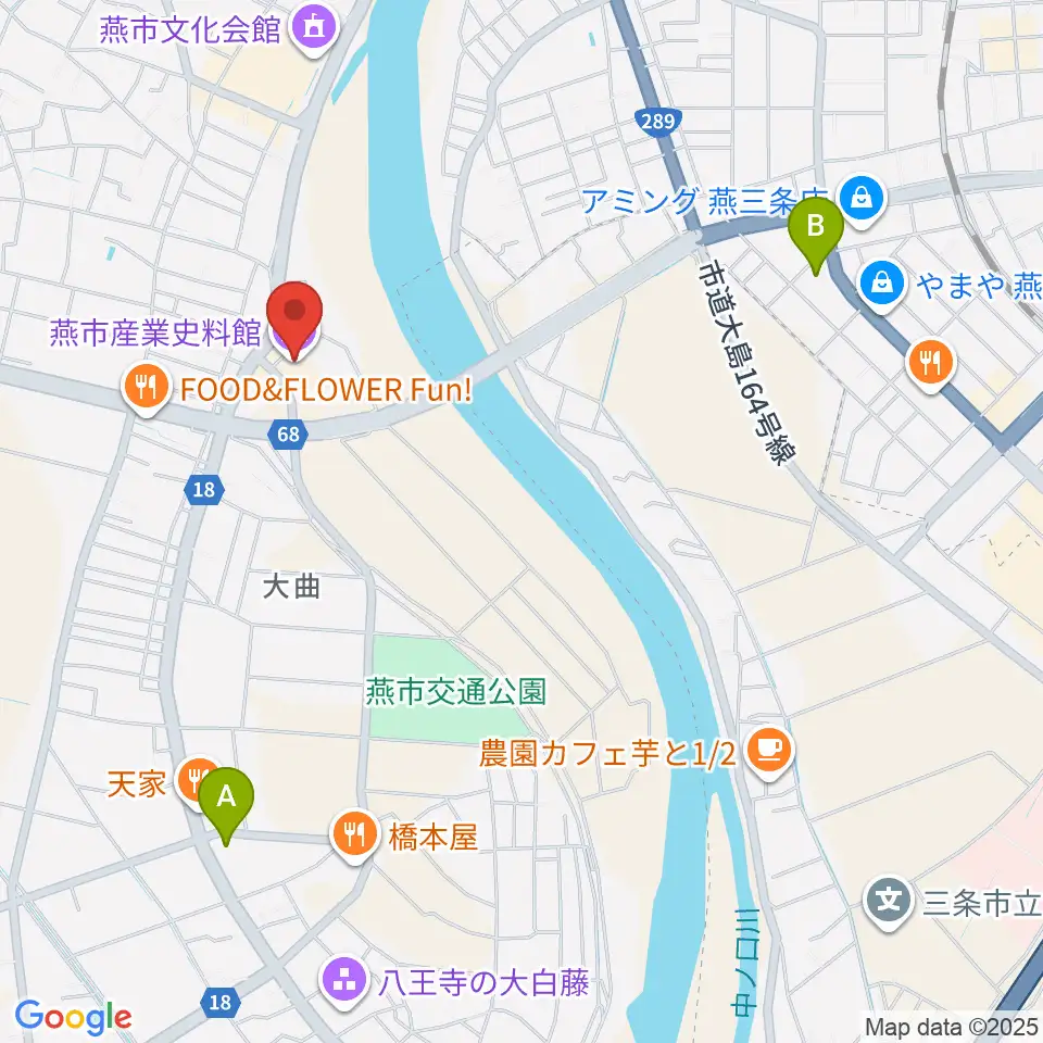 燕市産業史料館周辺のコンビニエンスストア一覧地図