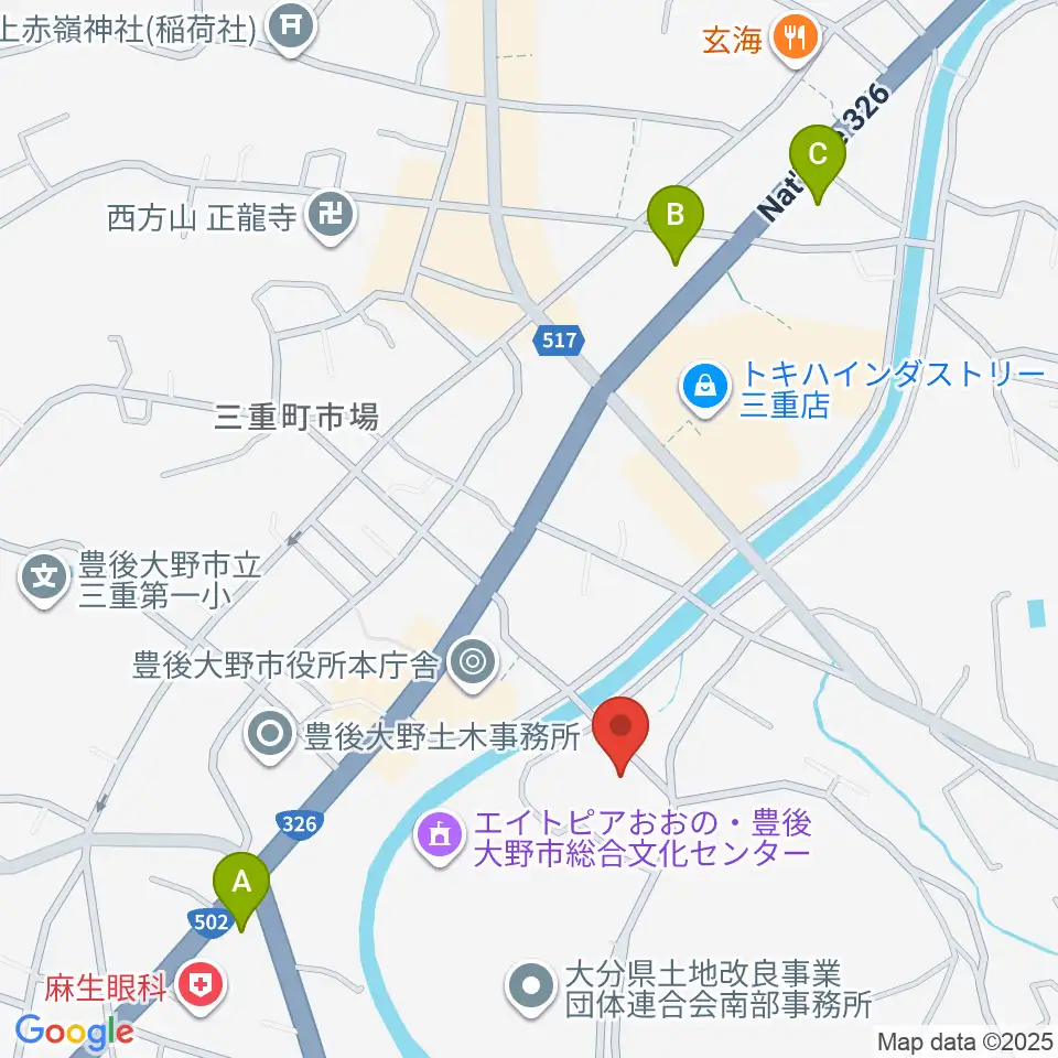 豊後大野市資料館周辺のコンビニエンスストア一覧地図