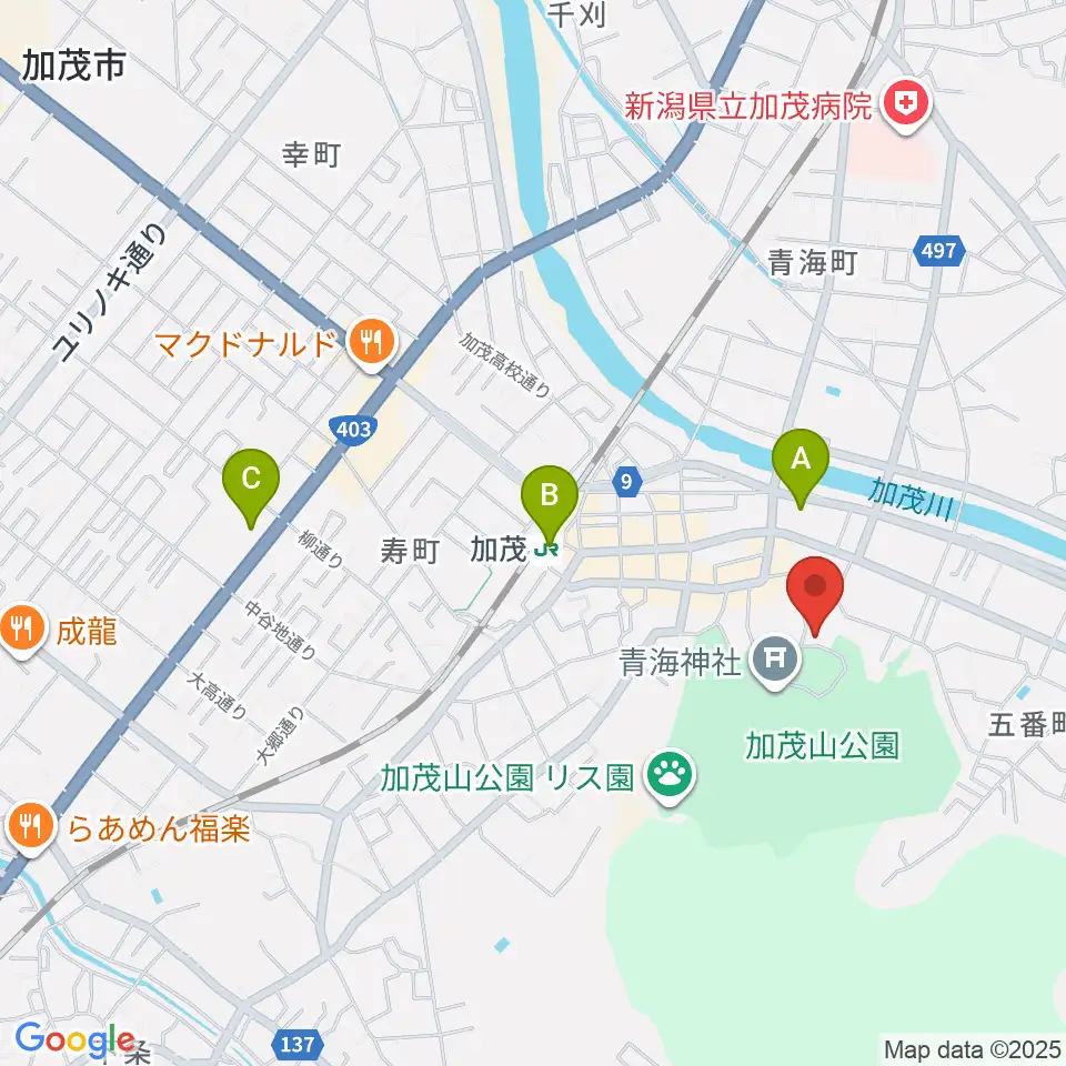 加茂市民俗資料館周辺のコンビニエンスストア一覧地図