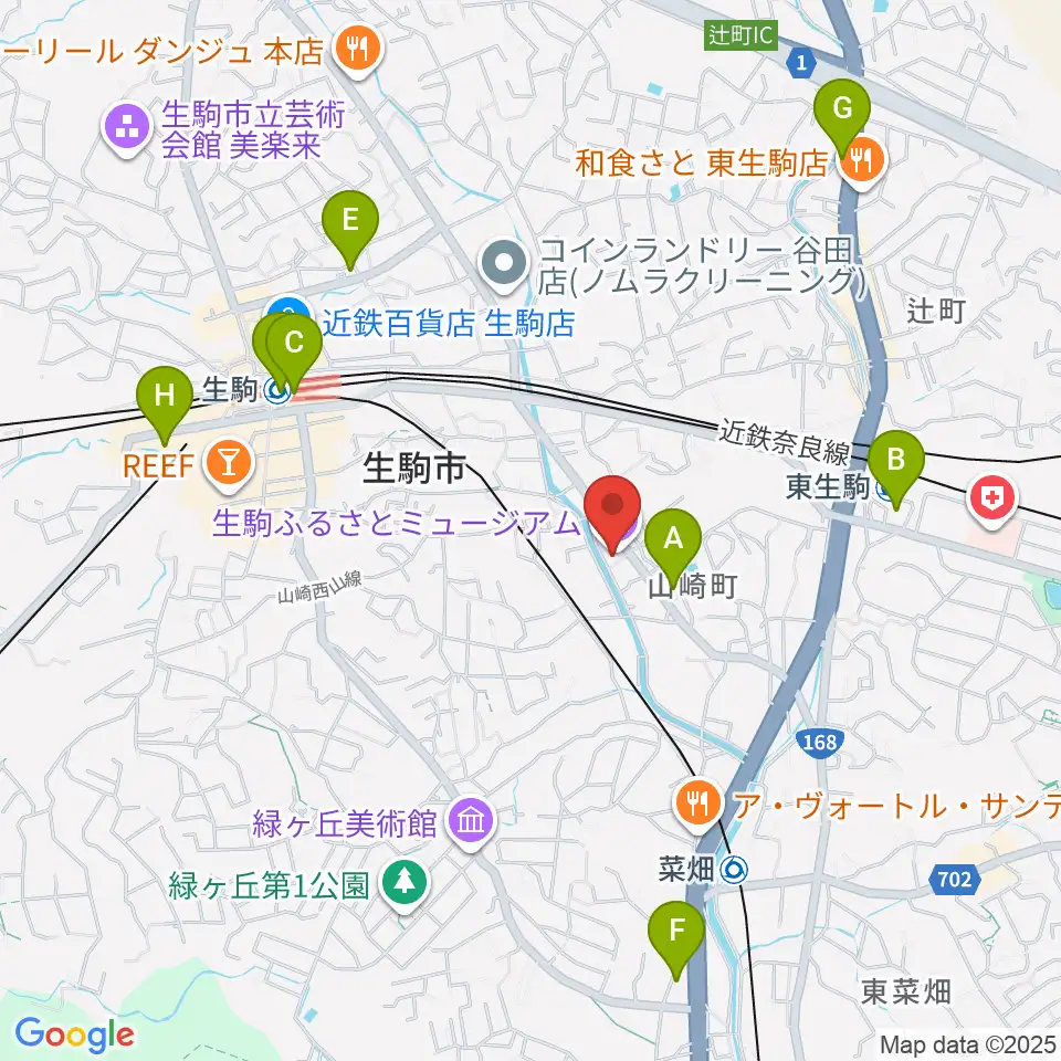 生駒ふるさとミュージアム周辺のコンビニエンスストア一覧地図