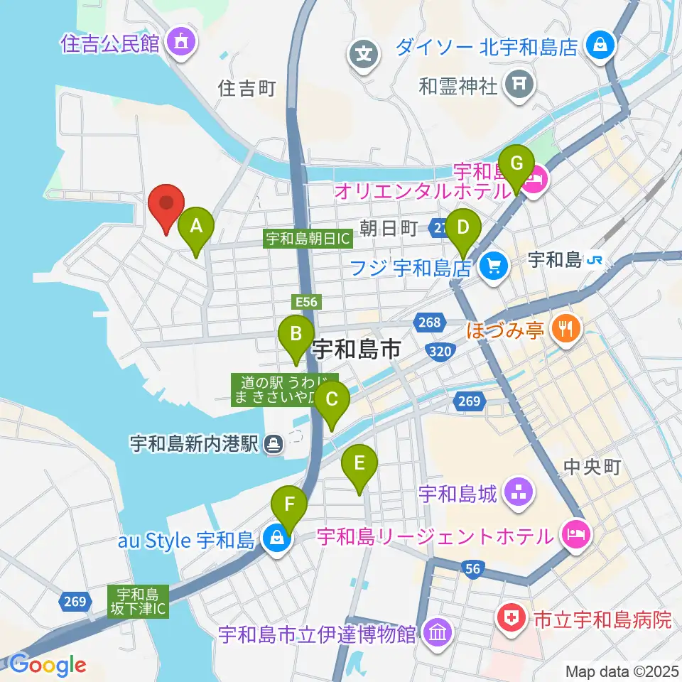 宇和島市立歴史資料館周辺のコンビニエンスストア一覧地図