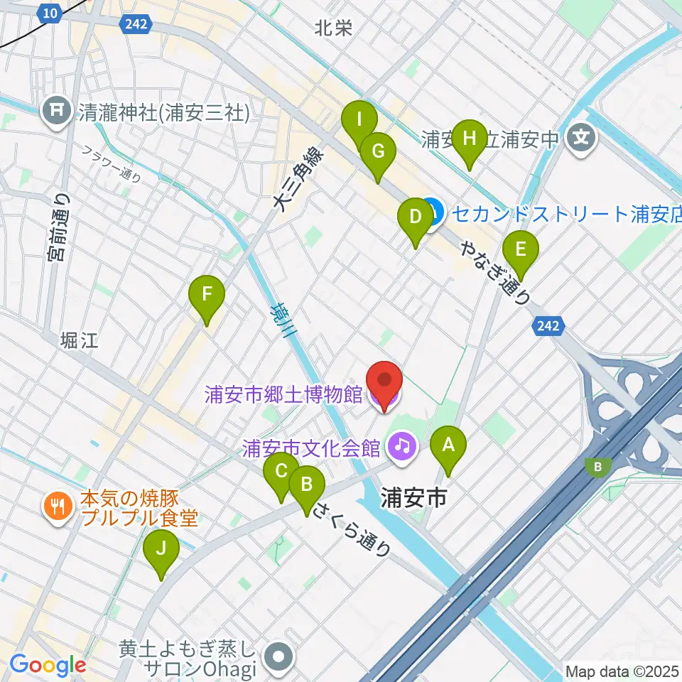 浦安市郷土博物館周辺のコンビニエンスストア一覧地図