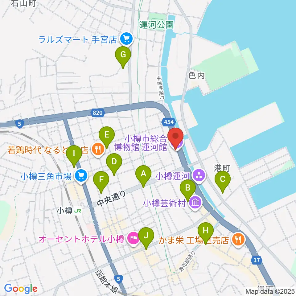小樽市総合博物館 運河館周辺のコンビニエンスストア一覧地図