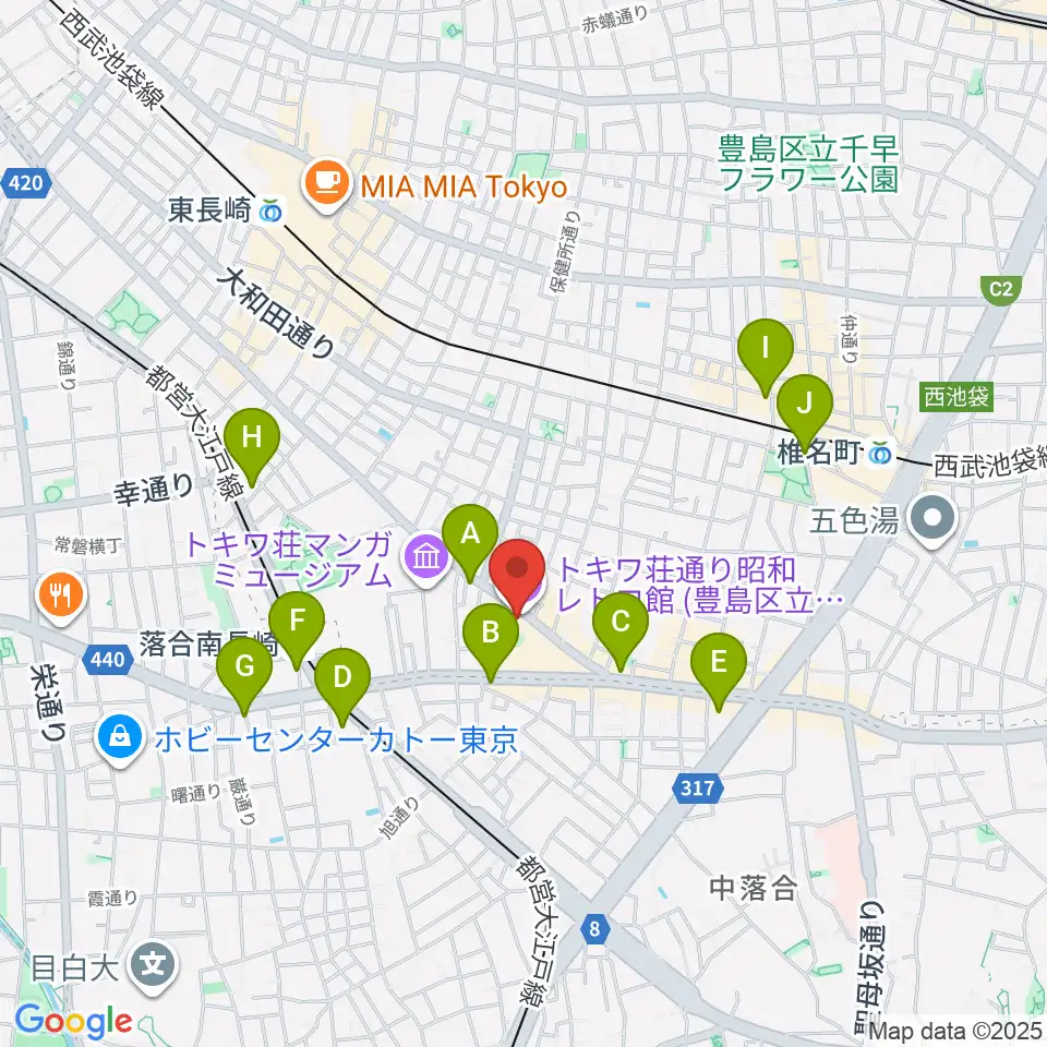 トキワ荘通り昭和レトロ館周辺のコンビニエンスストア一覧地図