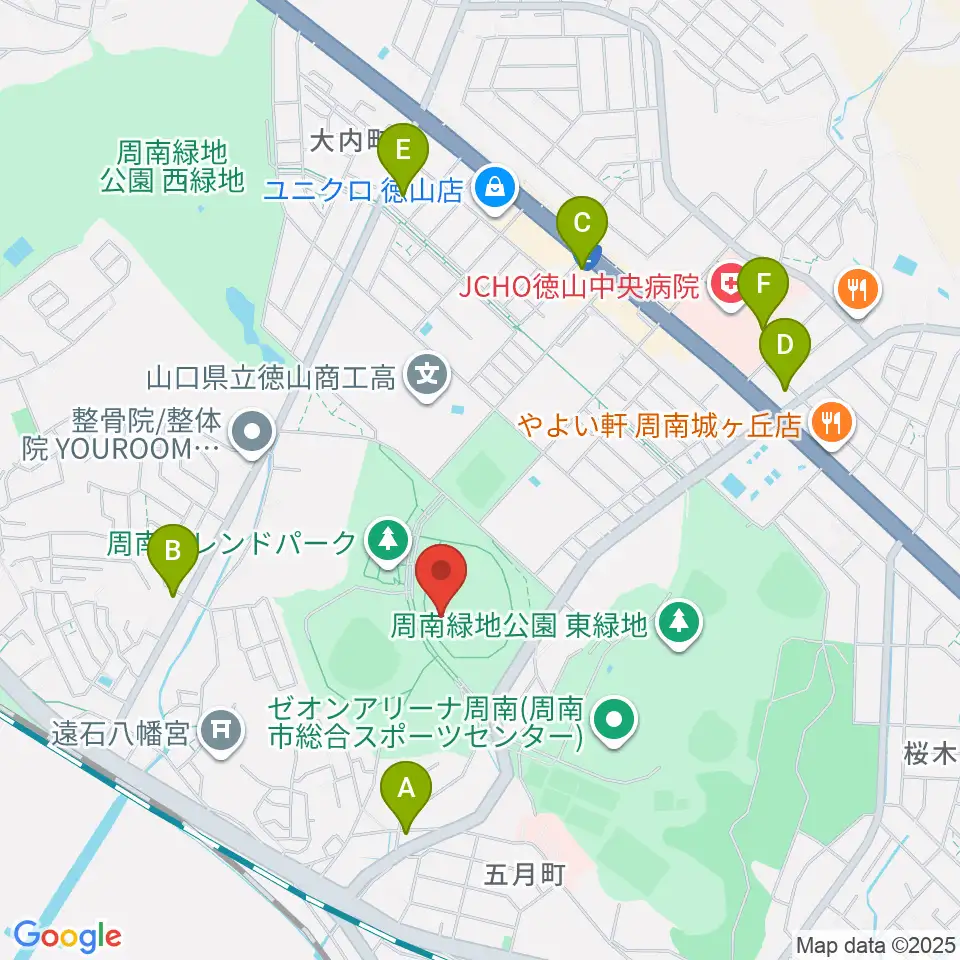 レイズネクスト周南総合競技場周辺のコンビニエンスストア一覧地図