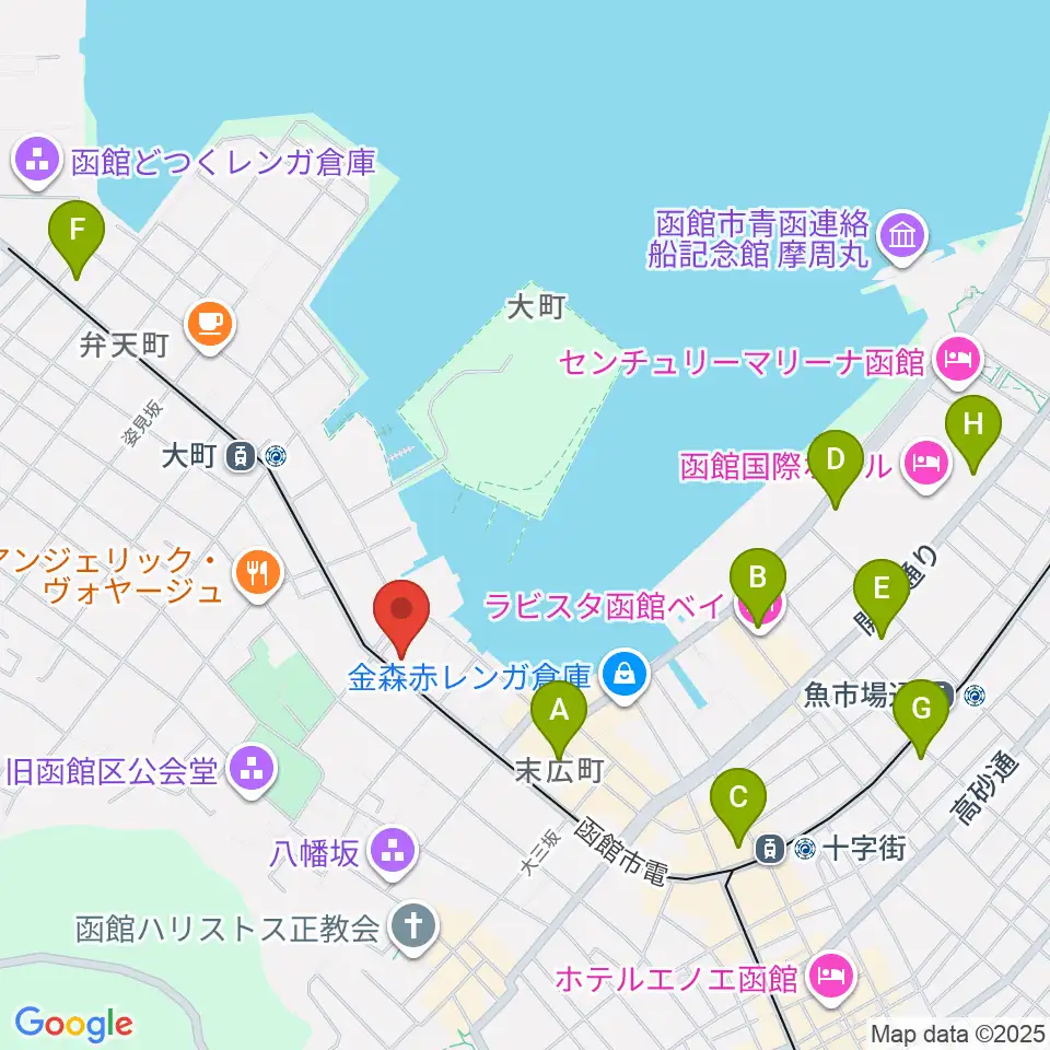 函館市北方民族資料館周辺のコンビニエンスストア一覧地図