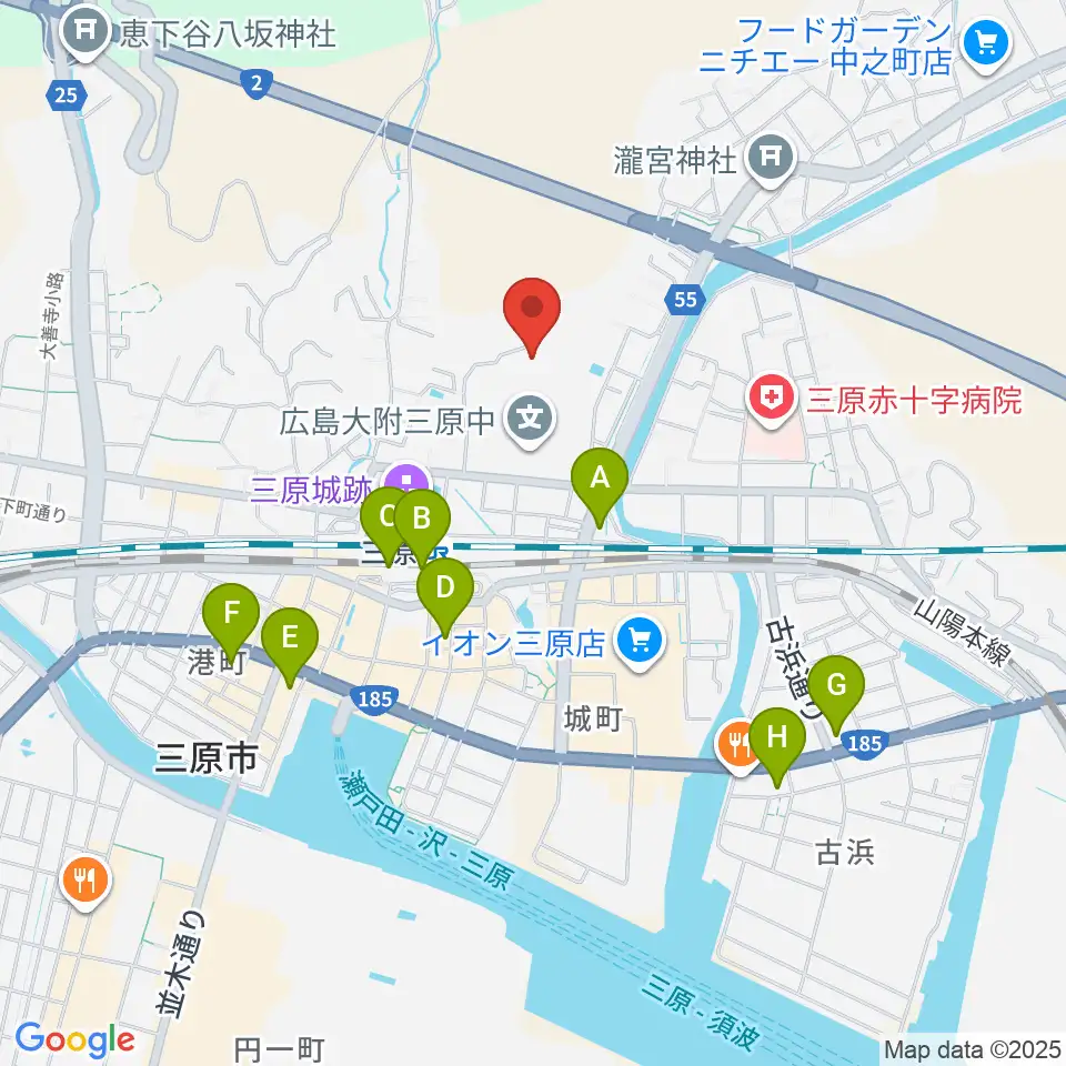 三原市歴史民俗資料館周辺のコンビニエンスストア一覧地図