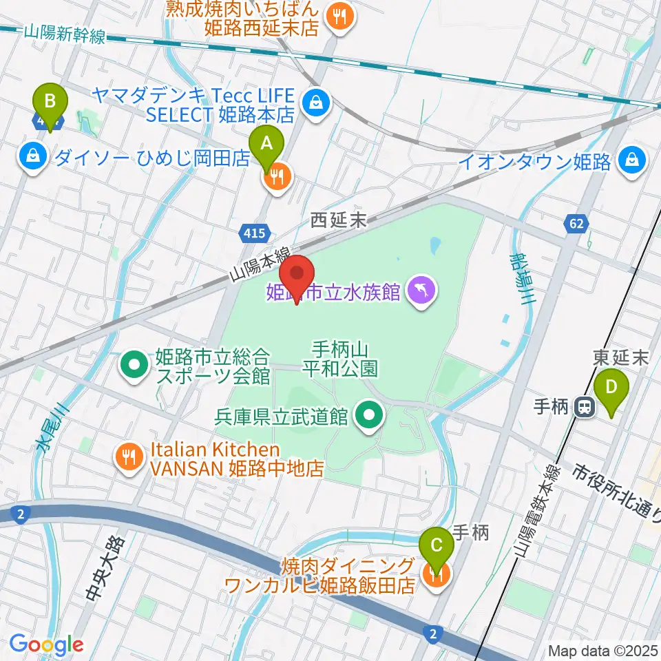 大和工業アリーナ姫路周辺のコンビニエンスストア一覧地図