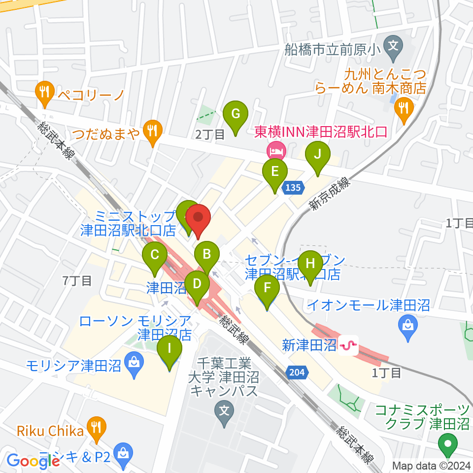 RBC's船橋スタジオ周辺のコンビニエンスストア一覧地図