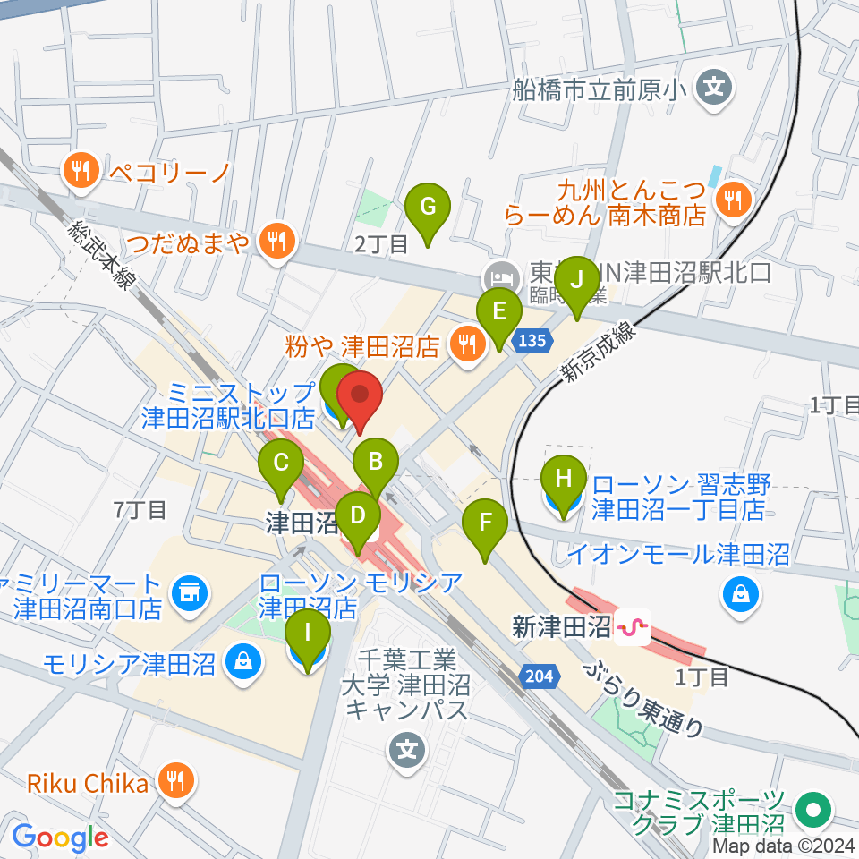 RBC's船橋スタジオ周辺のコンビニエンスストア一覧地図