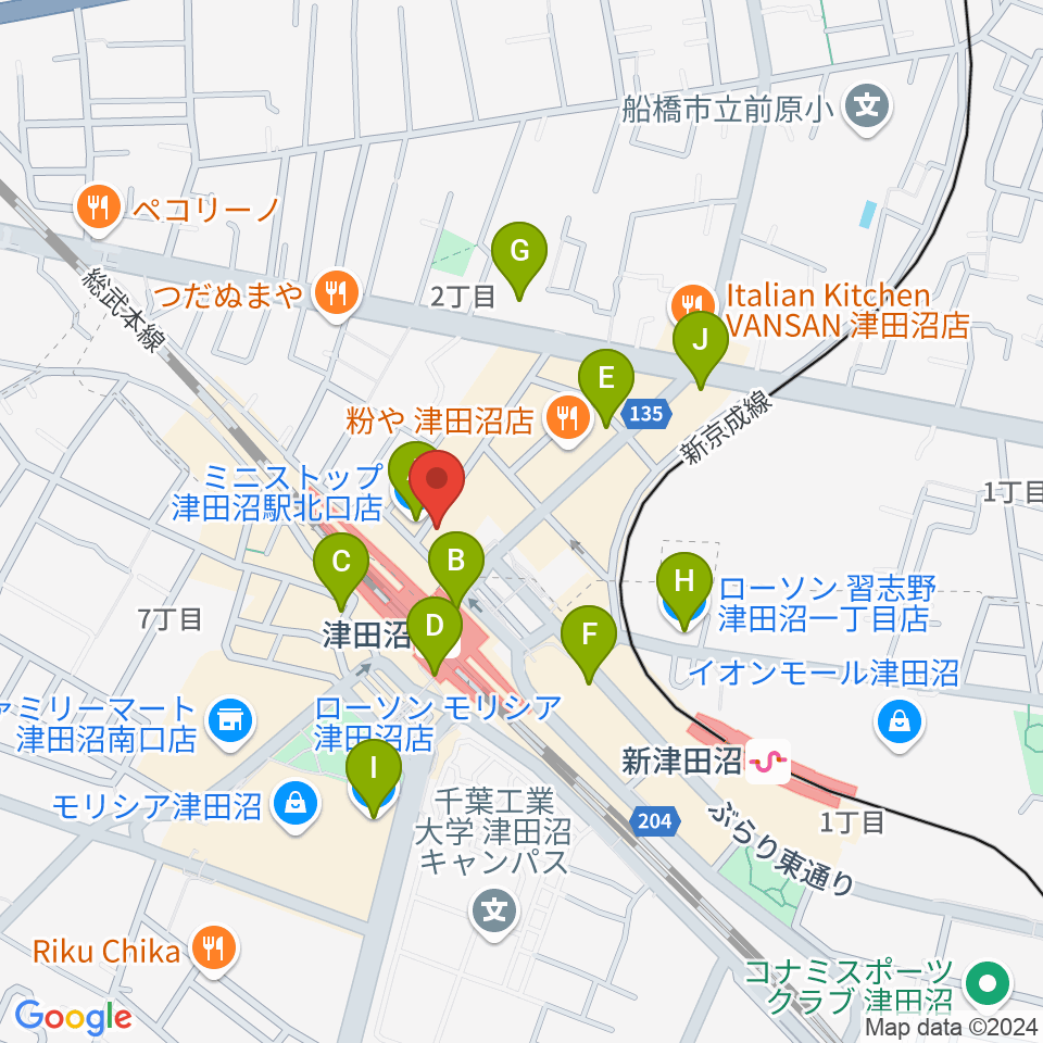 RBC's船橋スタジオ周辺のコンビニエンスストア一覧地図