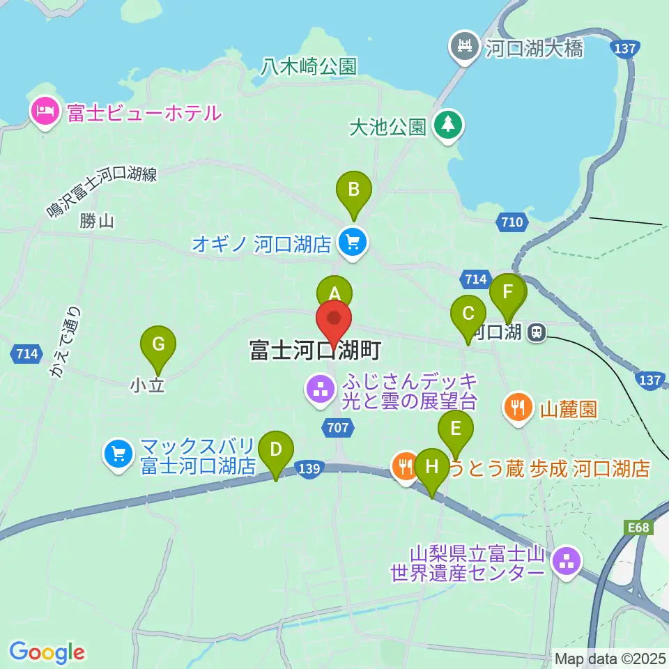 河口湖キャメロット周辺のコンビニエンスストア一覧地図
