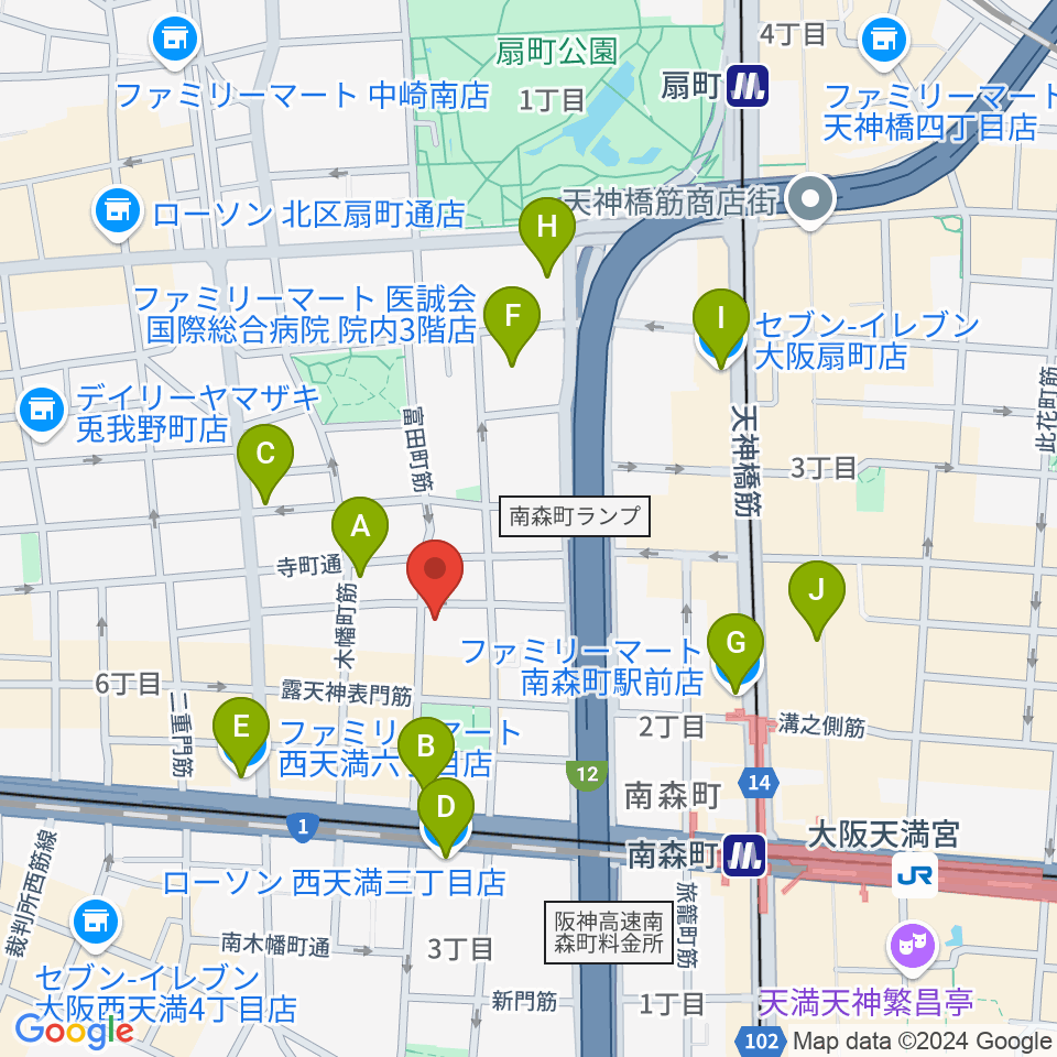 スタジオグルーヴ周辺のコンビニエンスストア一覧地図