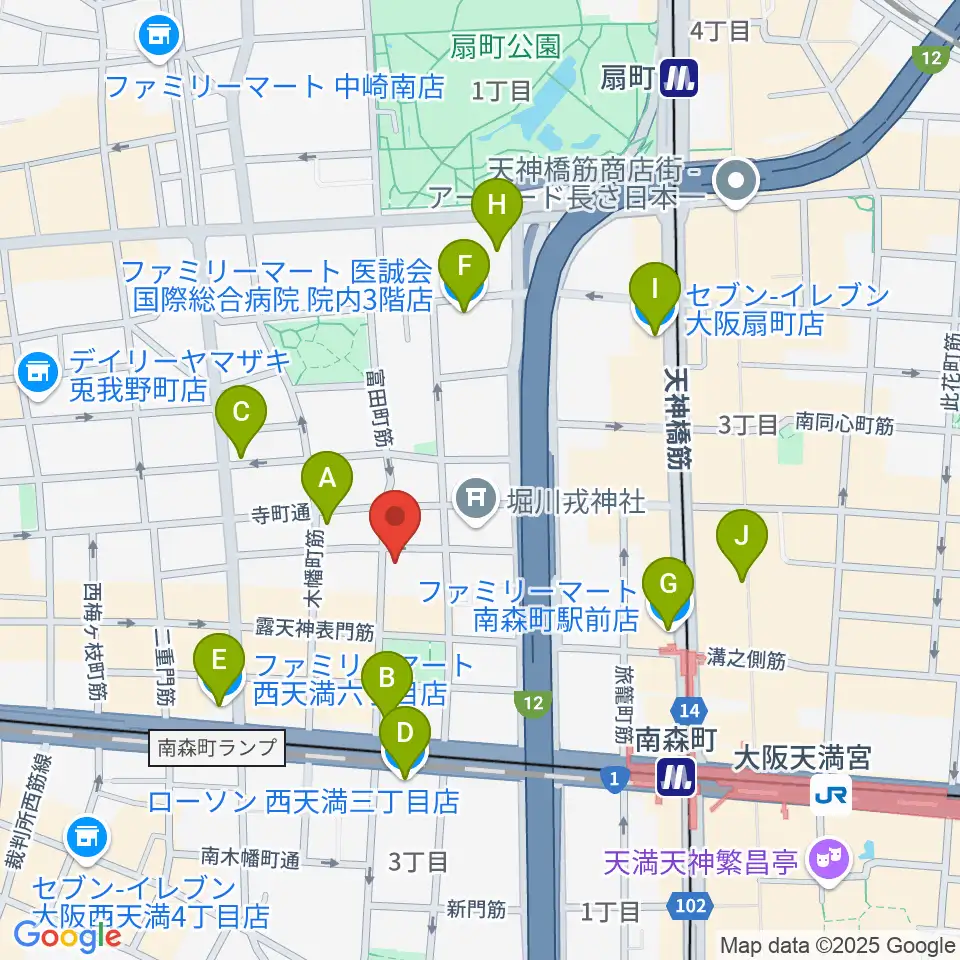 スタジオグルーヴ周辺のコンビニエンスストア一覧地図