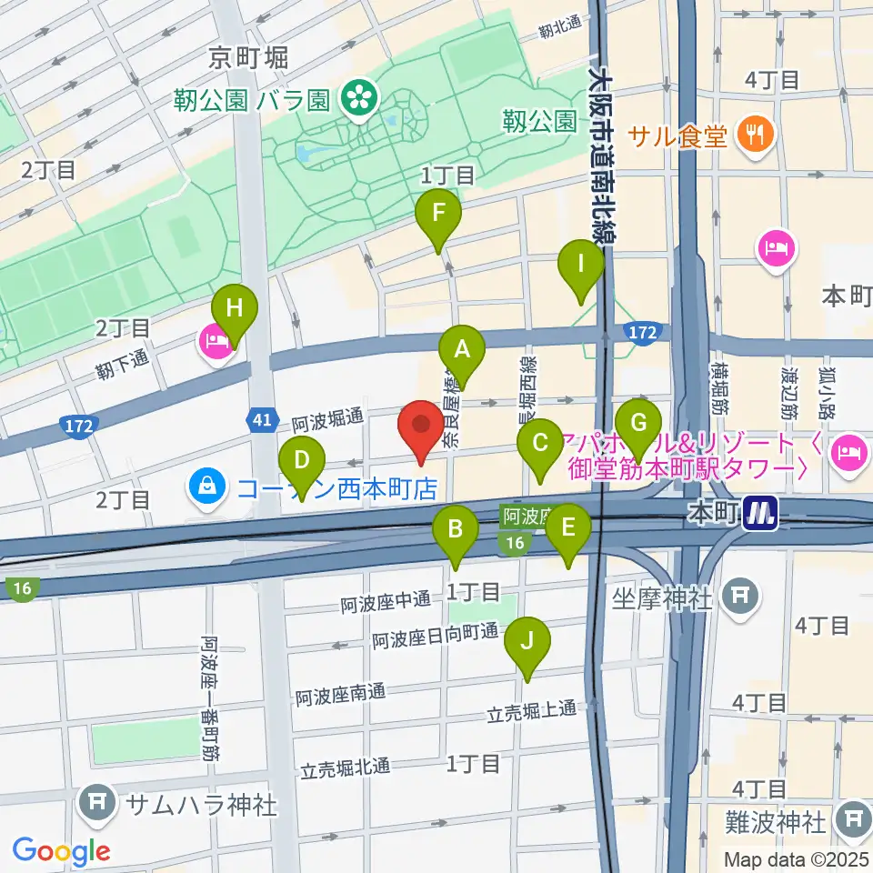 本町スタジオキューブ周辺のコンビニエンスストア一覧地図