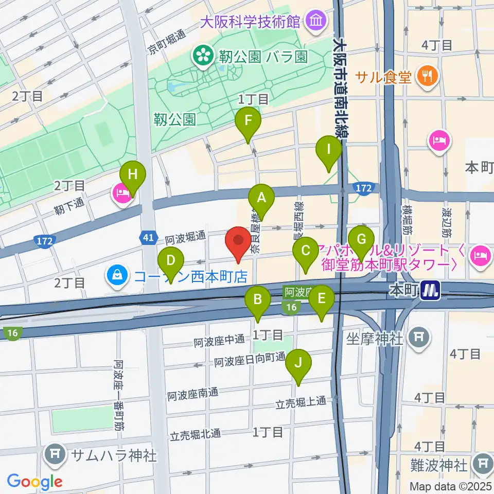 本町スタジオキューブ周辺のコンビニエンスストア一覧地図