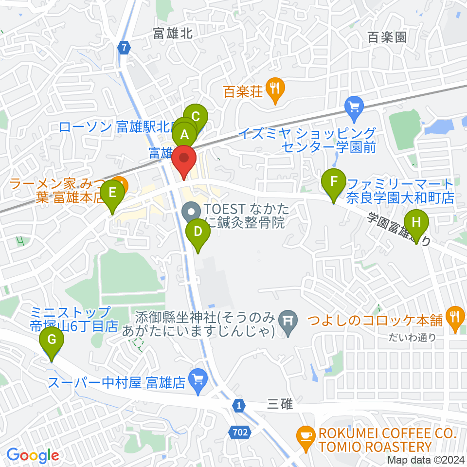 スタジオジュエル富雄店周辺のコンビニエンスストア一覧地図