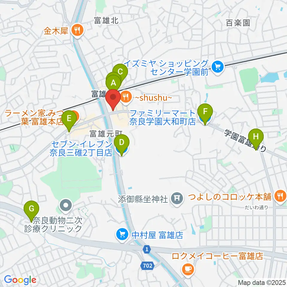 スタジオジュエル富雄店周辺のコンビニエンスストア一覧地図
