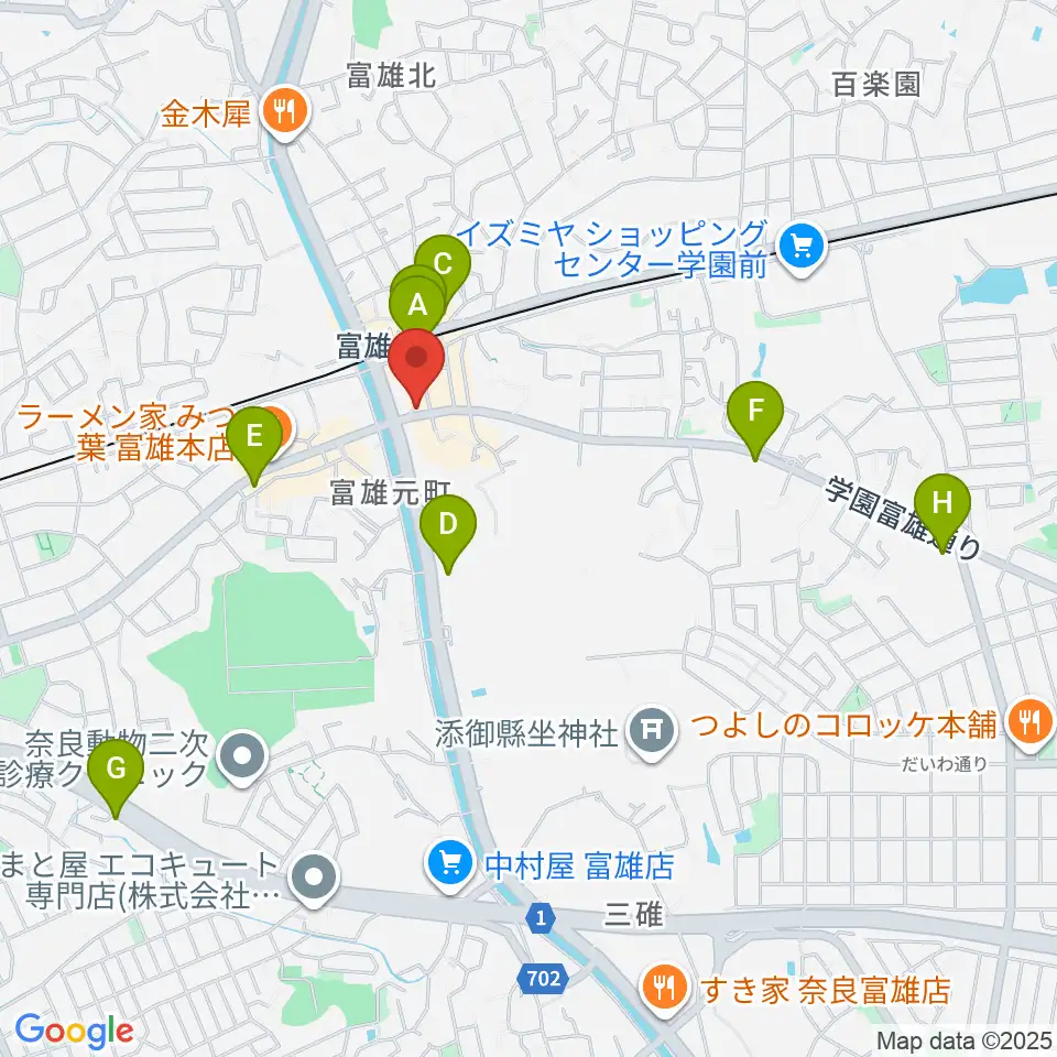 スタジオジュエル富雄店周辺のコンビニエンスストア一覧地図