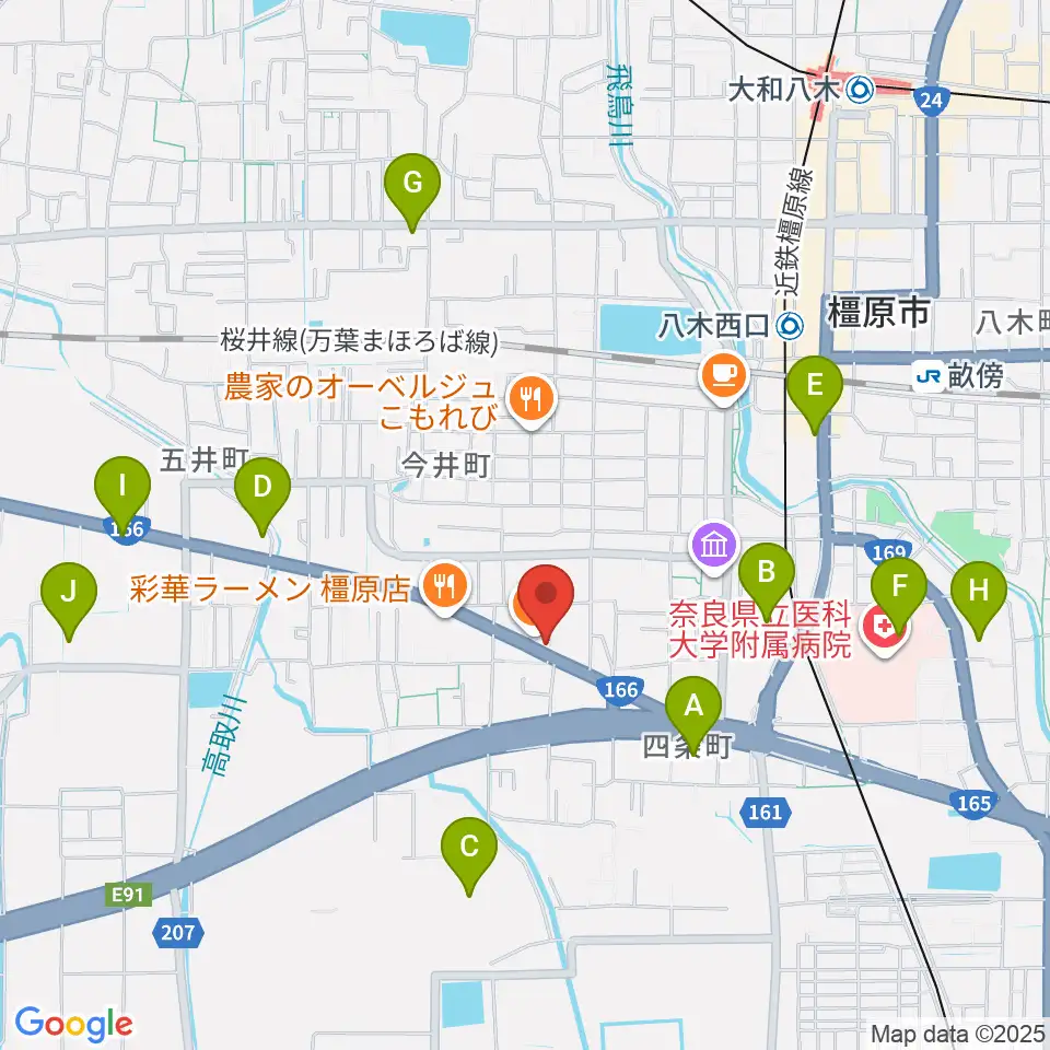 ハーツミュージックスタジオ橿原八木店周辺のコンビニエンスストア一覧地図
