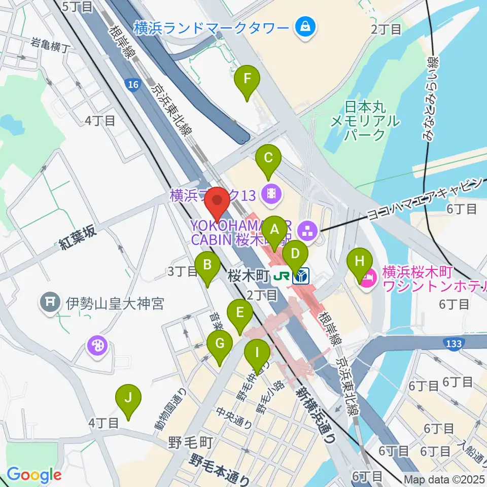 ヨコハマセーラスタジオ周辺のコンビニエンスストア一覧地図