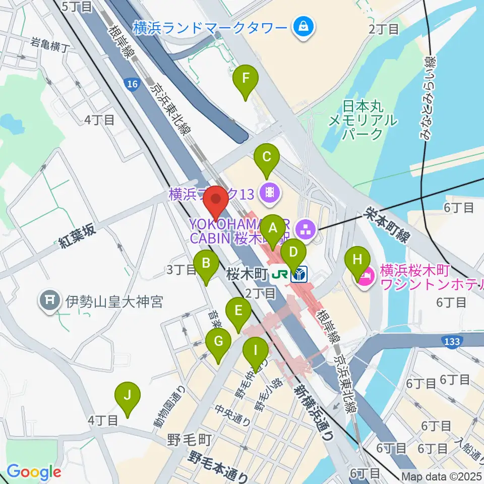 ヨコハマセーラスタジオ周辺のコンビニエンスストア一覧地図
