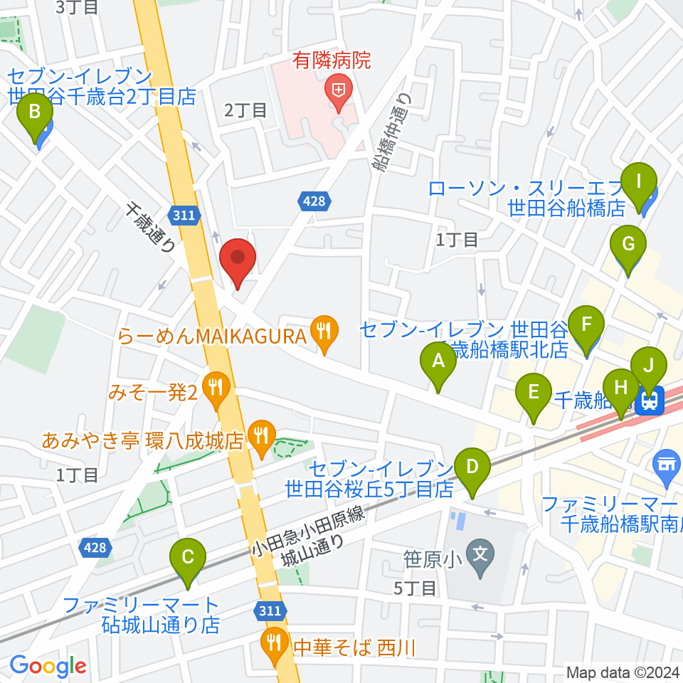 スターウッズ・レコーディングスタジオ周辺のコンビニエンスストア一覧地図