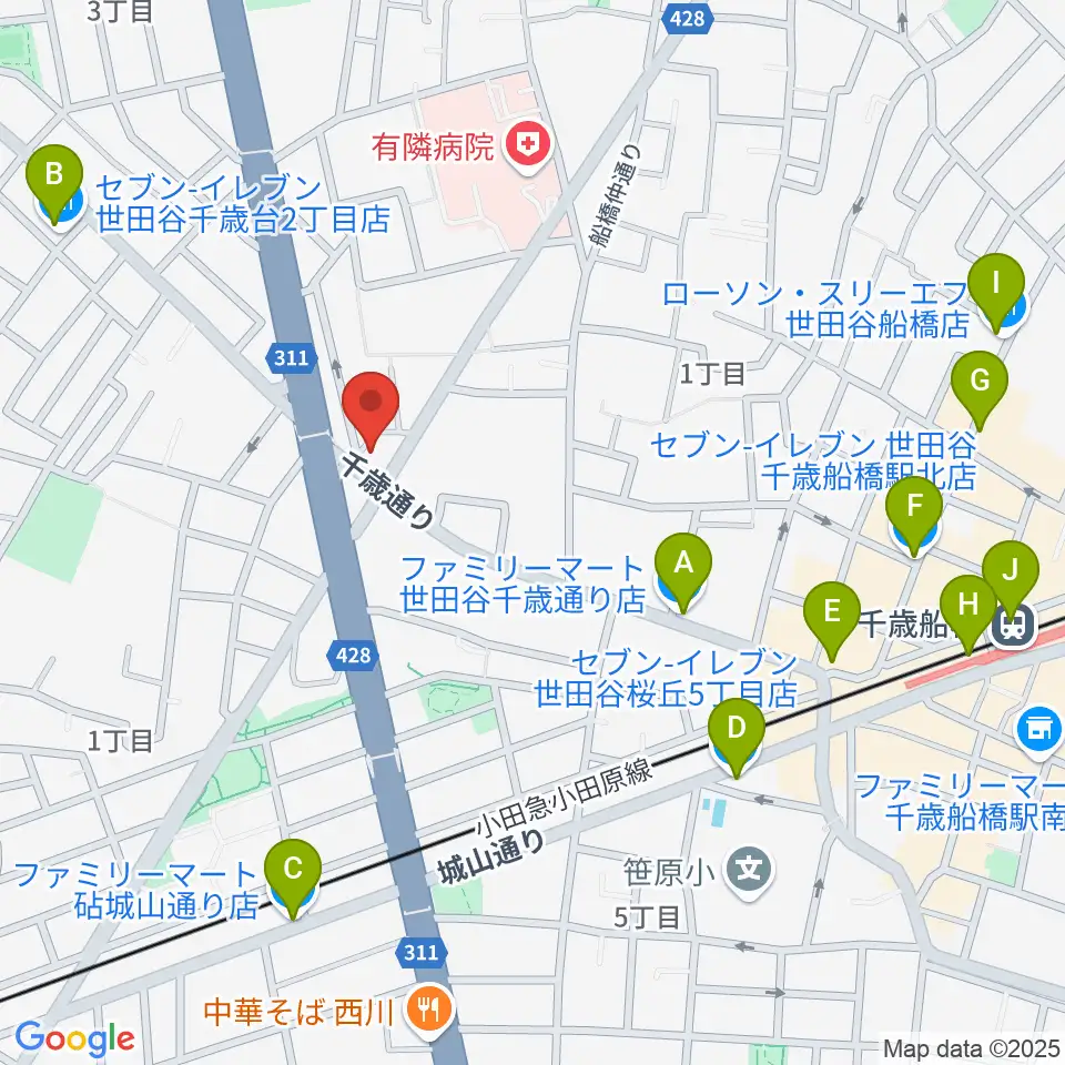 スターウッズ・レコーディングスタジオ周辺のコンビニエンスストア一覧地図