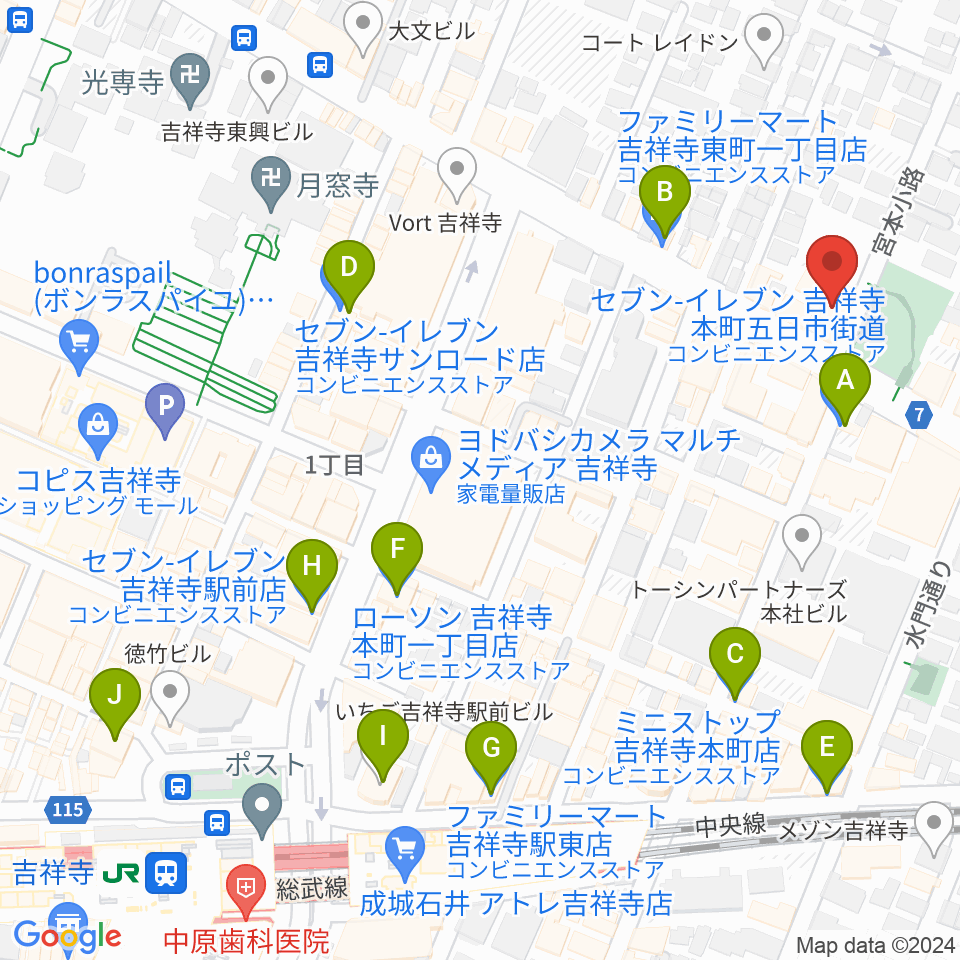 スタジオ・アルファ・ベガ周辺のコンビニエンスストア一覧地図