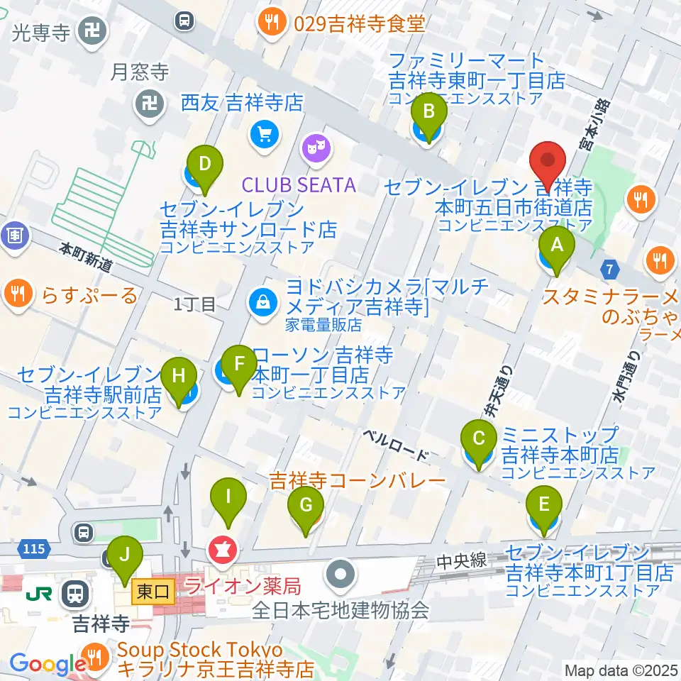 スタジオ・アルファ・ベガ周辺のコンビニエンスストア一覧地図
